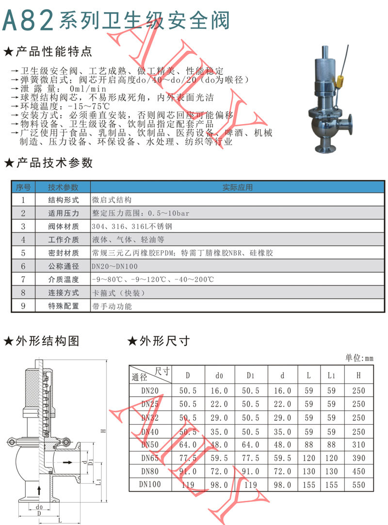 A82系列卫生级安全阀