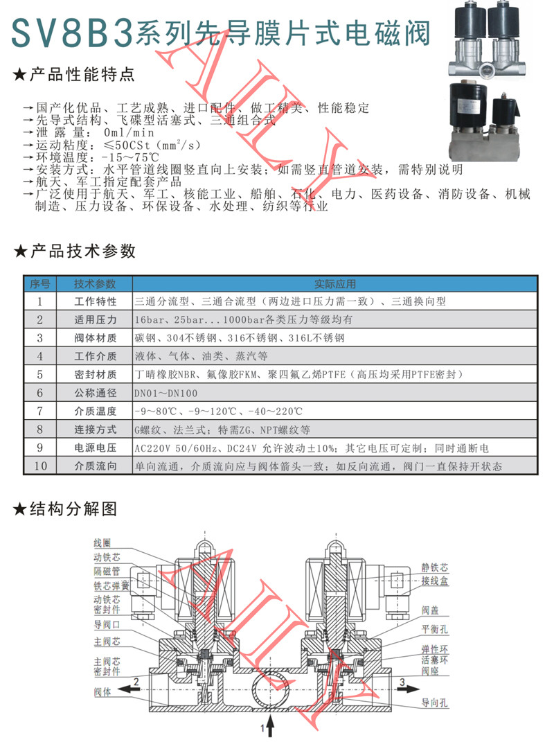 SV8B3活塞式三通组合电磁阀