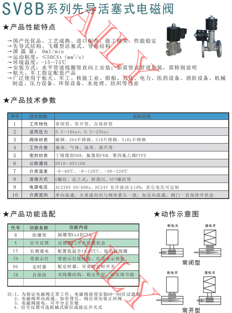 SV8B先导活塞式电磁阀